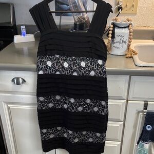 Chic Black and White Layered Mini Dress